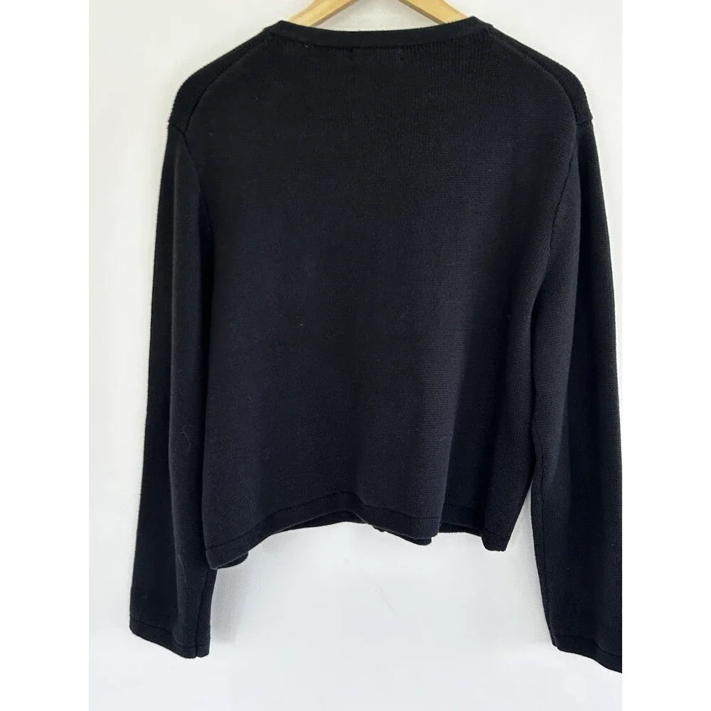 J.Crew Emilie Sweater Lady Jacket Size XL Black Gold Buttons Cardigan Pockets - Picture 8 of 8